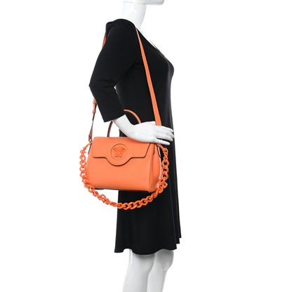 Versace Grained Calfskin Medium La Medusa Bag Orange 2 of 9