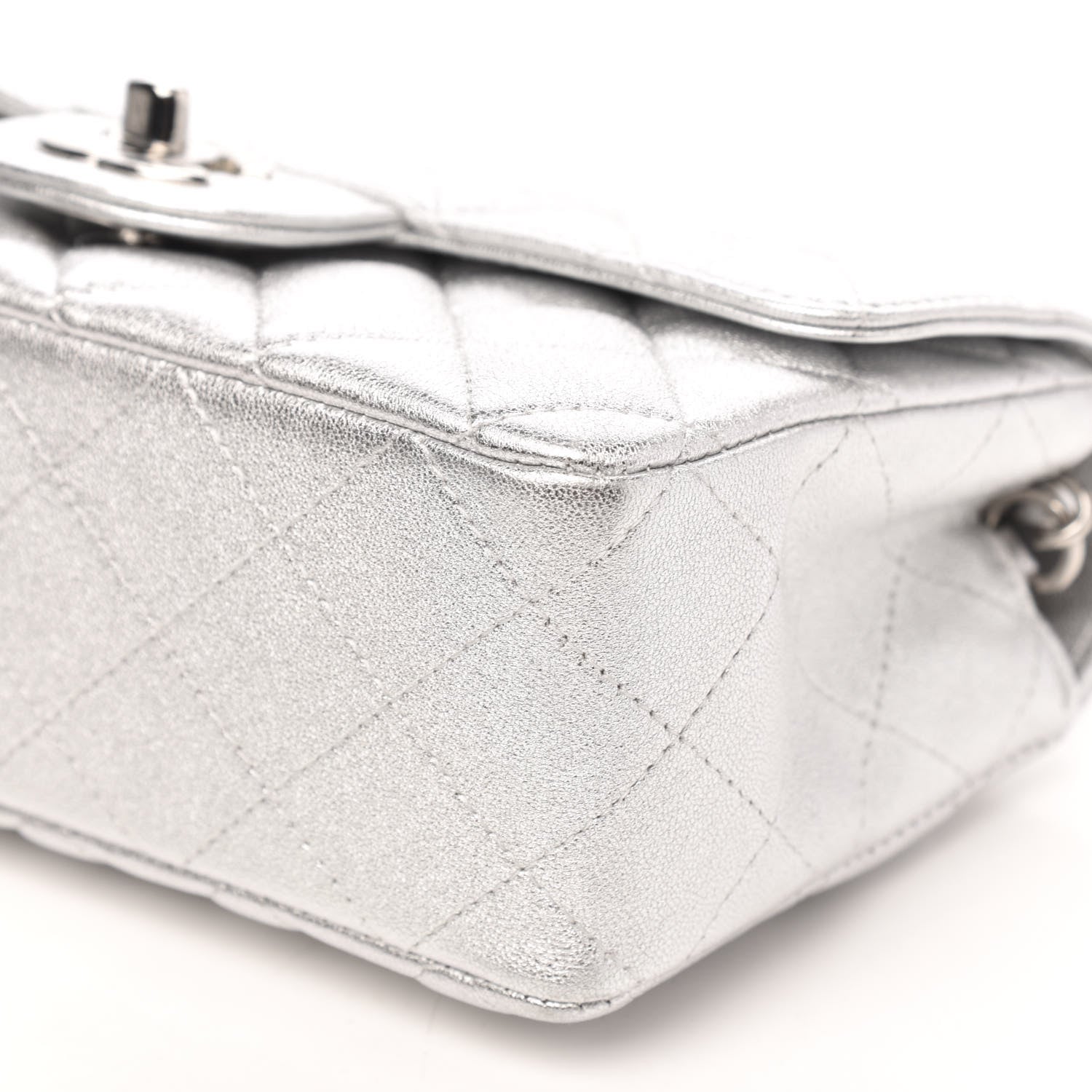 Chanel Metallic Lambskin Quilted Mini Rectangular Flap Silver 9 of 10