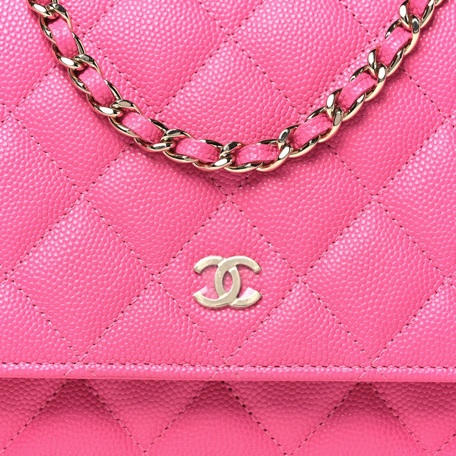 Chanel Caviar Quilted Wallet on Chain WOC Pink 9 of 11