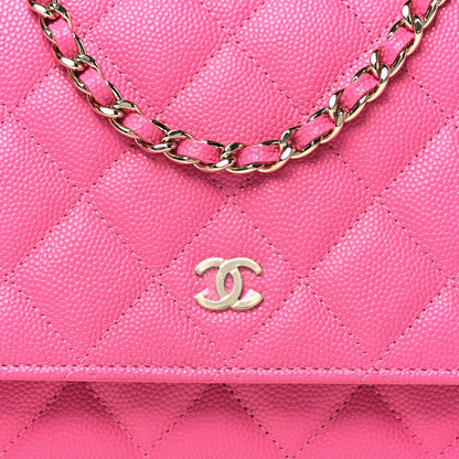 Chanel Caviar Quilted Wallet on Chain WOC Pink 9 of 11