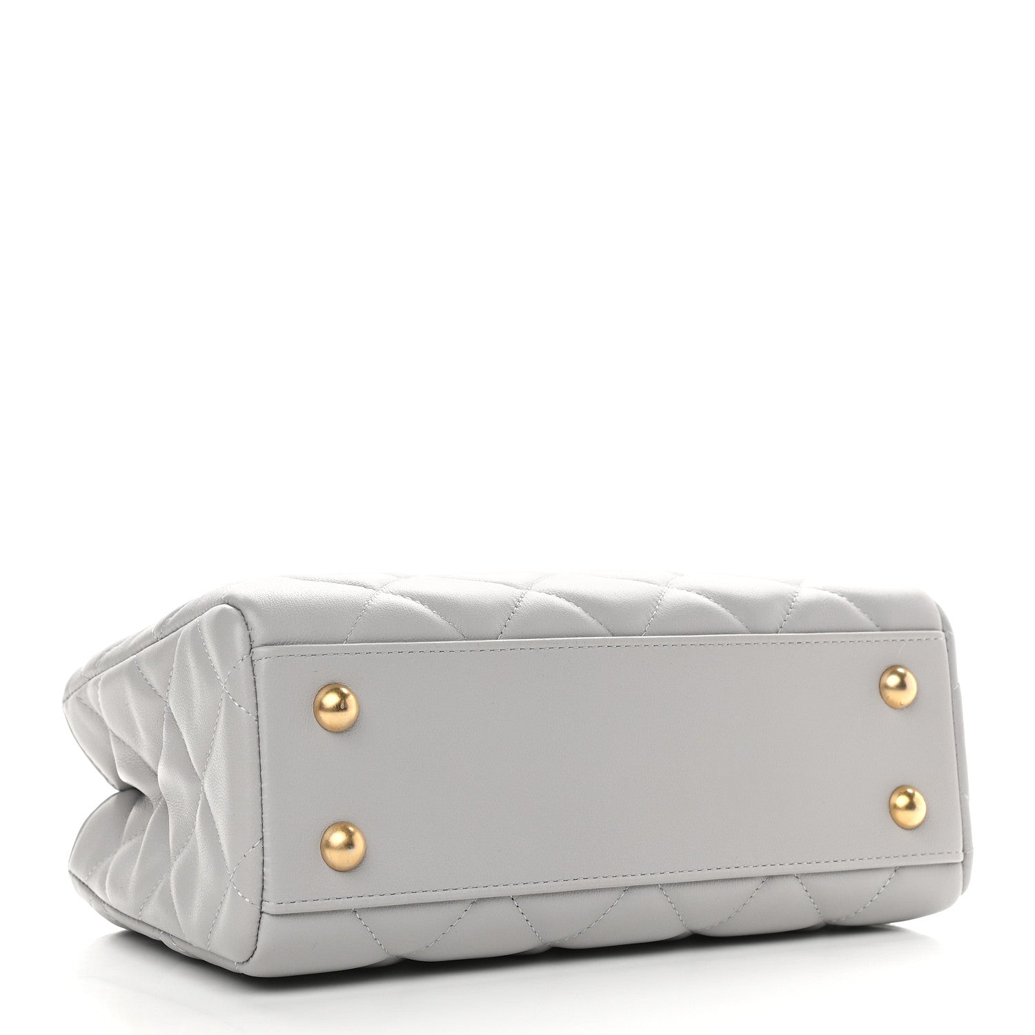 Chanel Calfskin Quilted Lady Handle Clutch Tote Grey 4 of 11