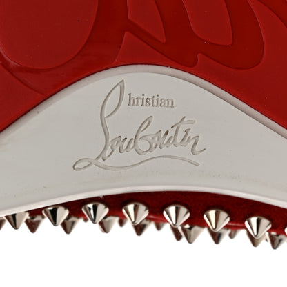 Christian Louboutin Veau Velours Denim Lou Spikes Flat Sneakers 41 Red 7 of 9