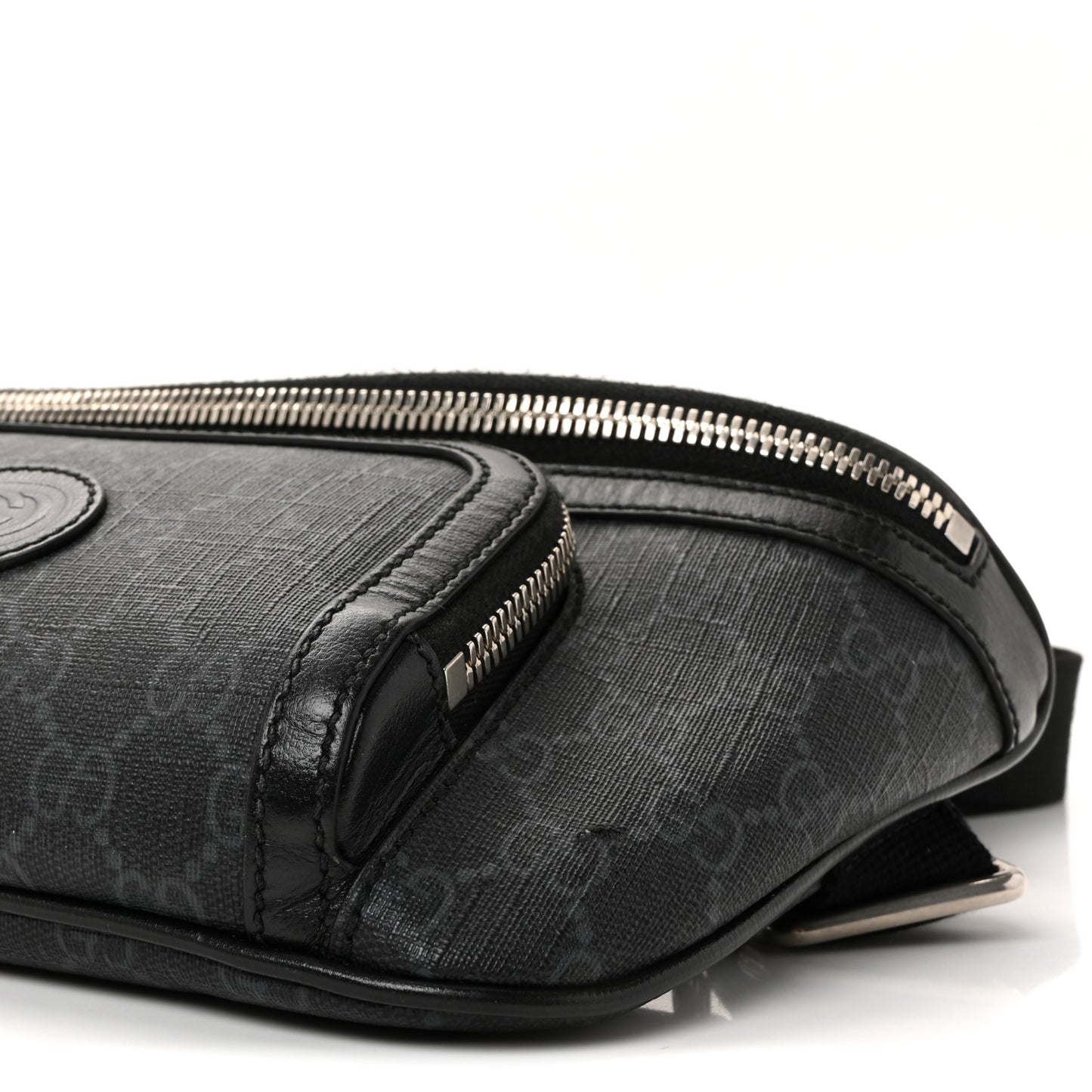 GG Supreme Monogram Textured Calfskin Retro Interlocking G Belt Bag Black
