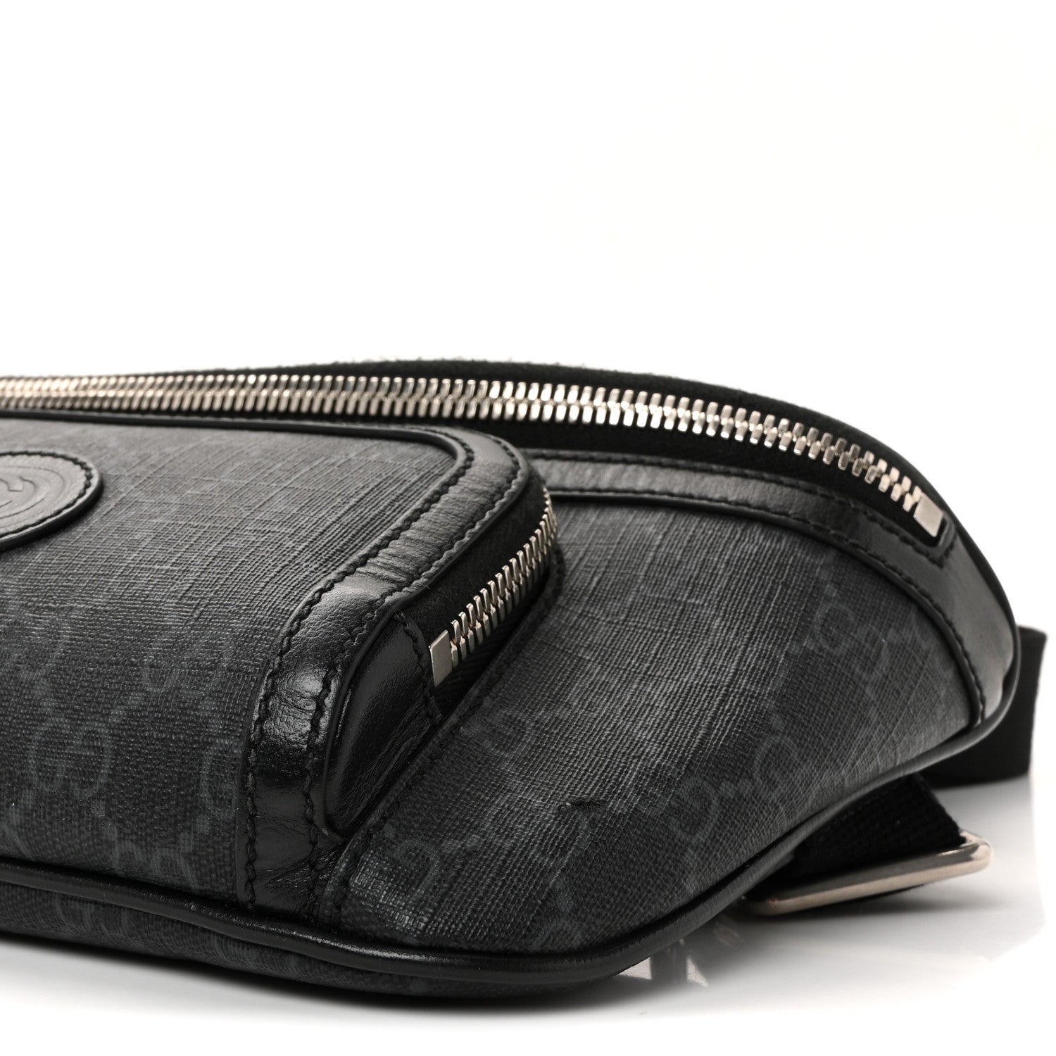 Gucci GG Supreme Monogram Textured Calfskin Retro Interlocking G Belt Bag Black 9 of 9