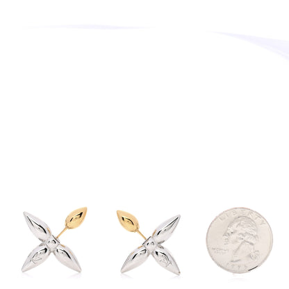 Louis Vuitton Metal Louisette Earrings Silver Gold 2 of 5