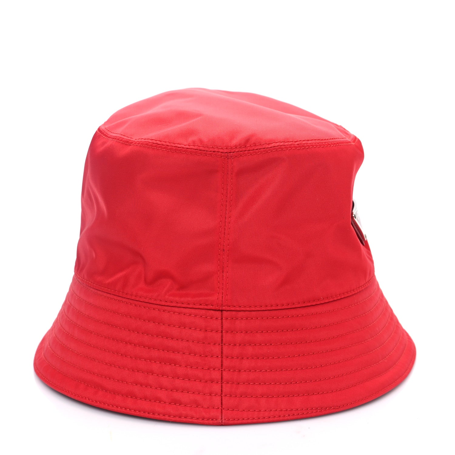 Prada Re-Nylon Metal Triangle Logo Womens Bucket Hat S Rosso 6 of 8