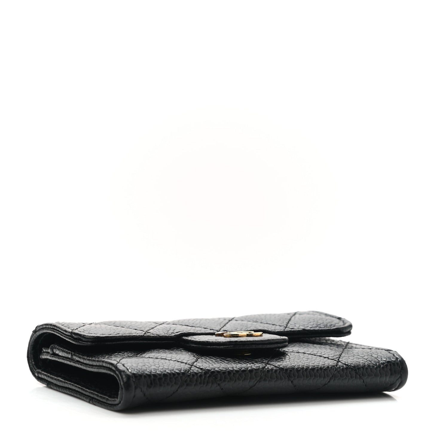 Caviar Quilted Flap Card Holder Black