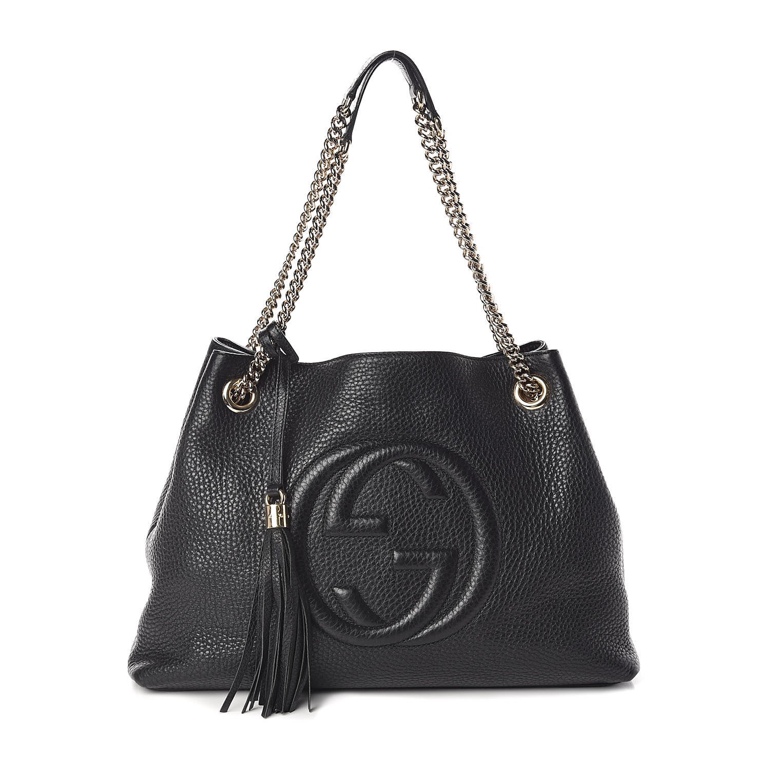 Gucci Pebbled Calfskin Medium Soho Chain Shoulder Bag Black 1 of 10