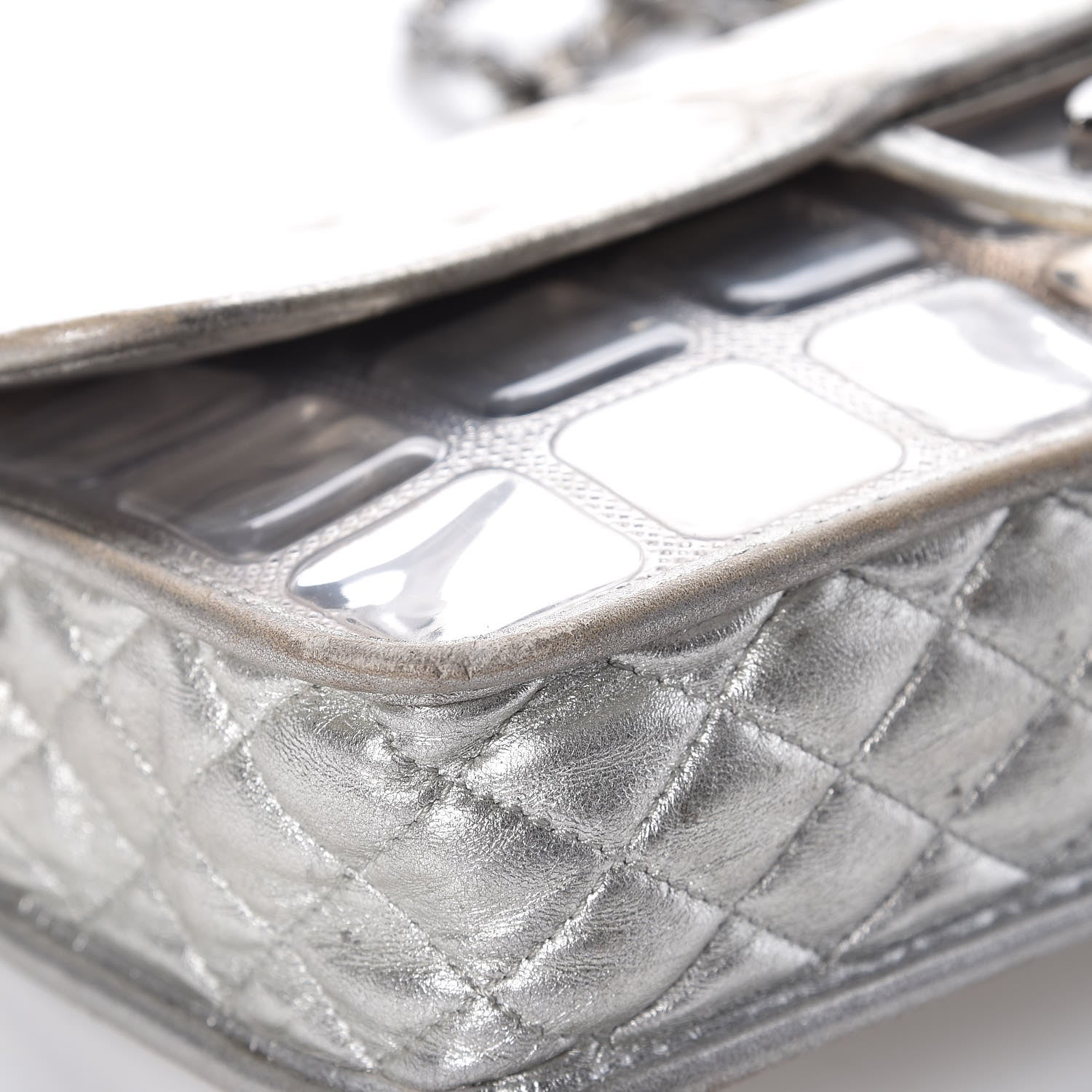 Chanel Vinyl Large Ice Cube Flap Silver 11 of 15