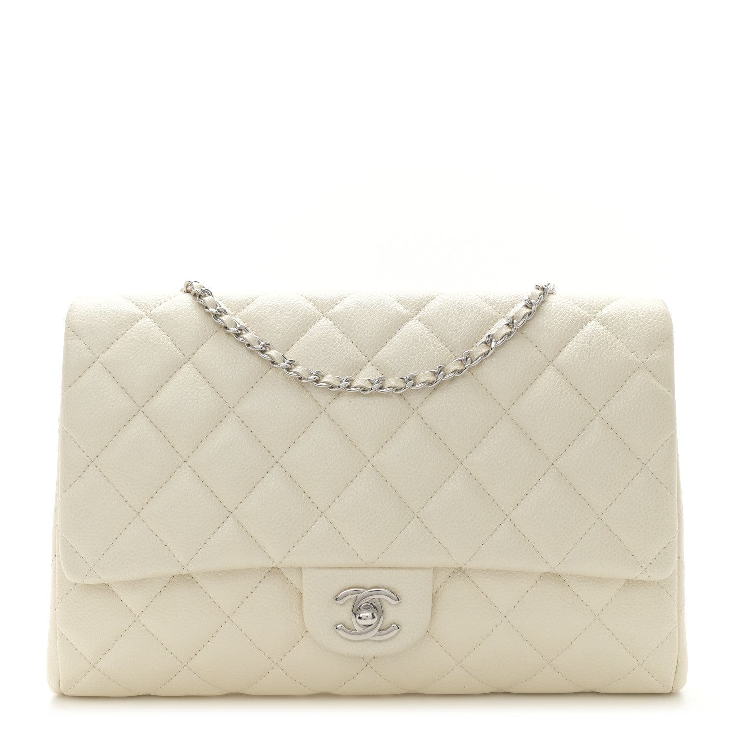 Chanel Pearly Caviar Quilted Clutch With Chain Flap Dark White 1 of 11
