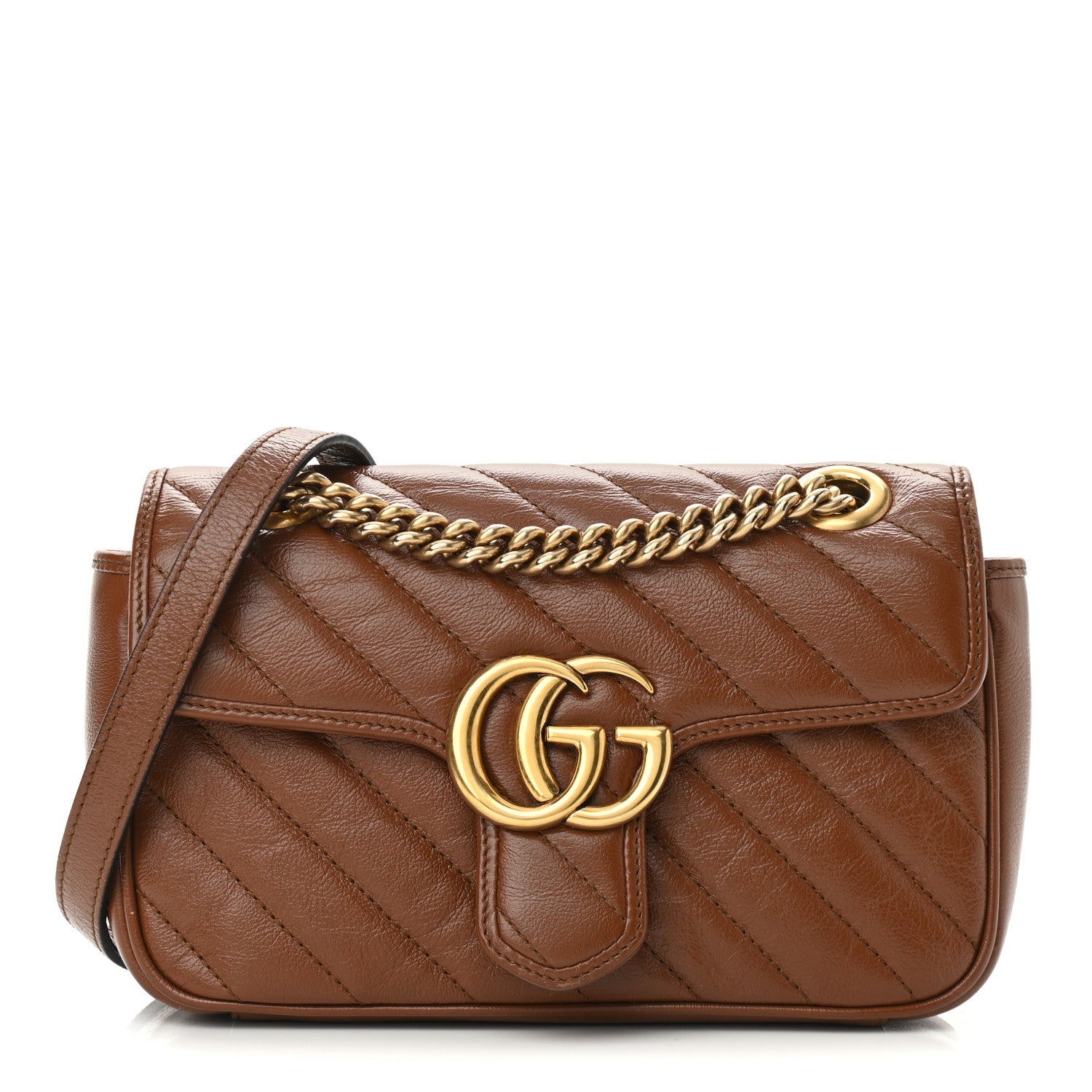 Gucci Azalea Calfskin Matelasse Diagonal Mini GG Marmont Shoulder Bag Cuir 1 of 11