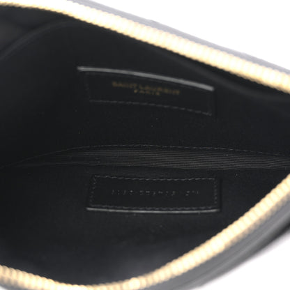 Saint Laurent Grain De Poudre Chevron Monogram Bill Pouch Black Black 5 of 8