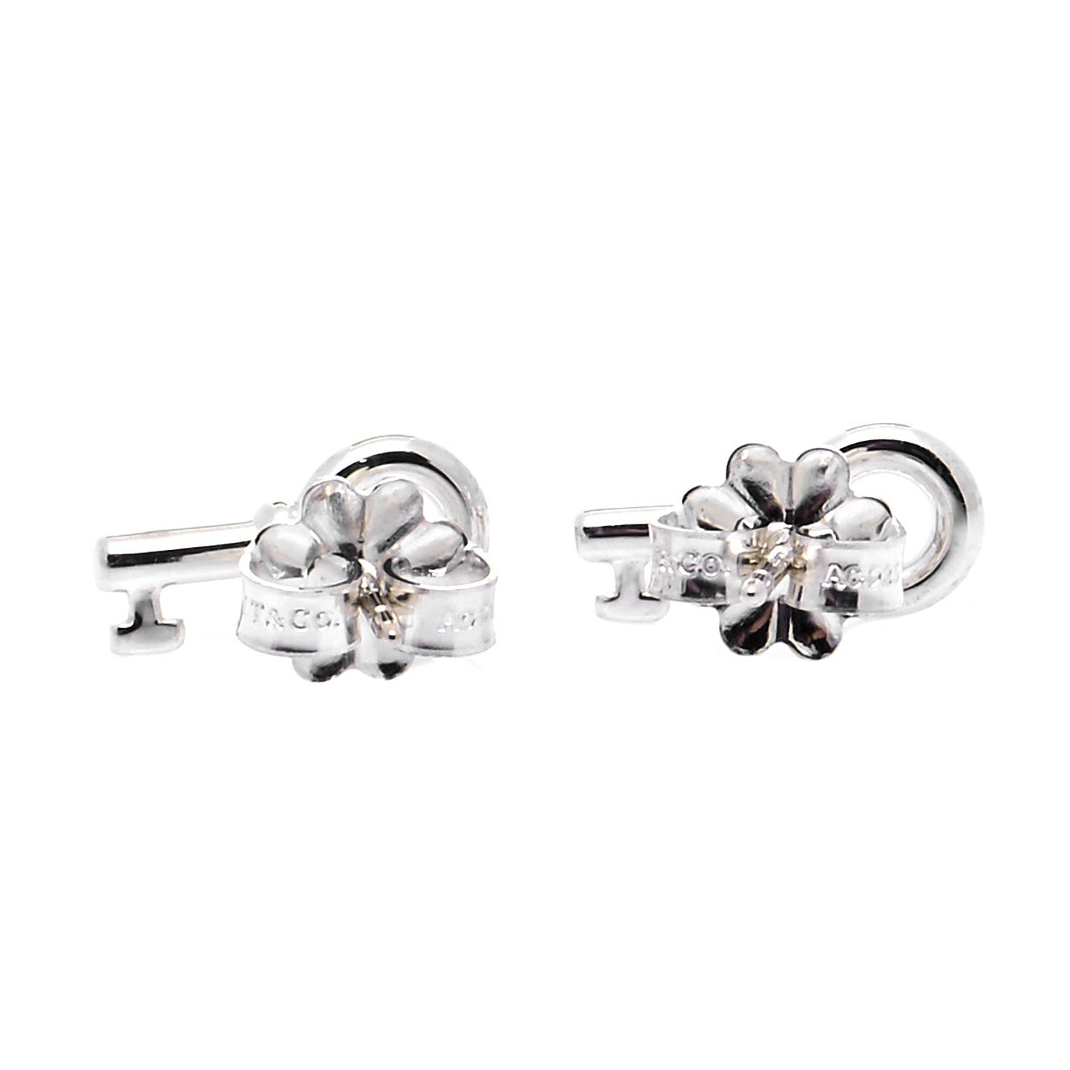 Tiffany Sterling Silver Key Earrings 3 of 4