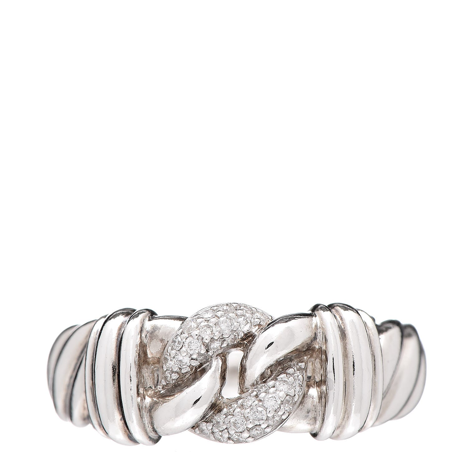 David Yurman Sterling Silver Diamond Metro Curb Ring 54 7 1 of 4