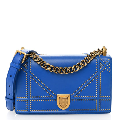 Christian Dior Lambskin Studded Medium Diorama Flap Bag Blue 1 of 12