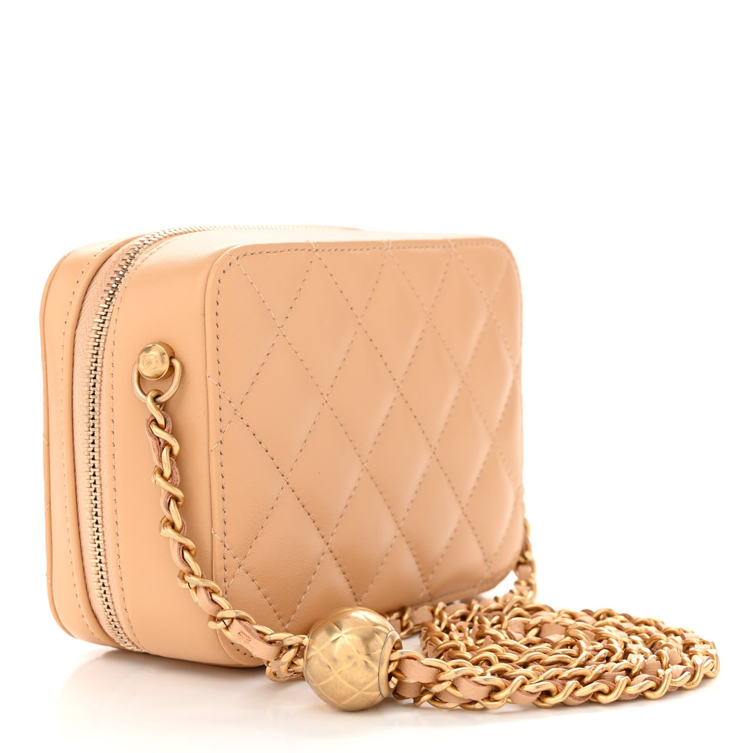 Chanel Lambskin Quilted CC Pearl Crush Camera Case Beige 3 of 10