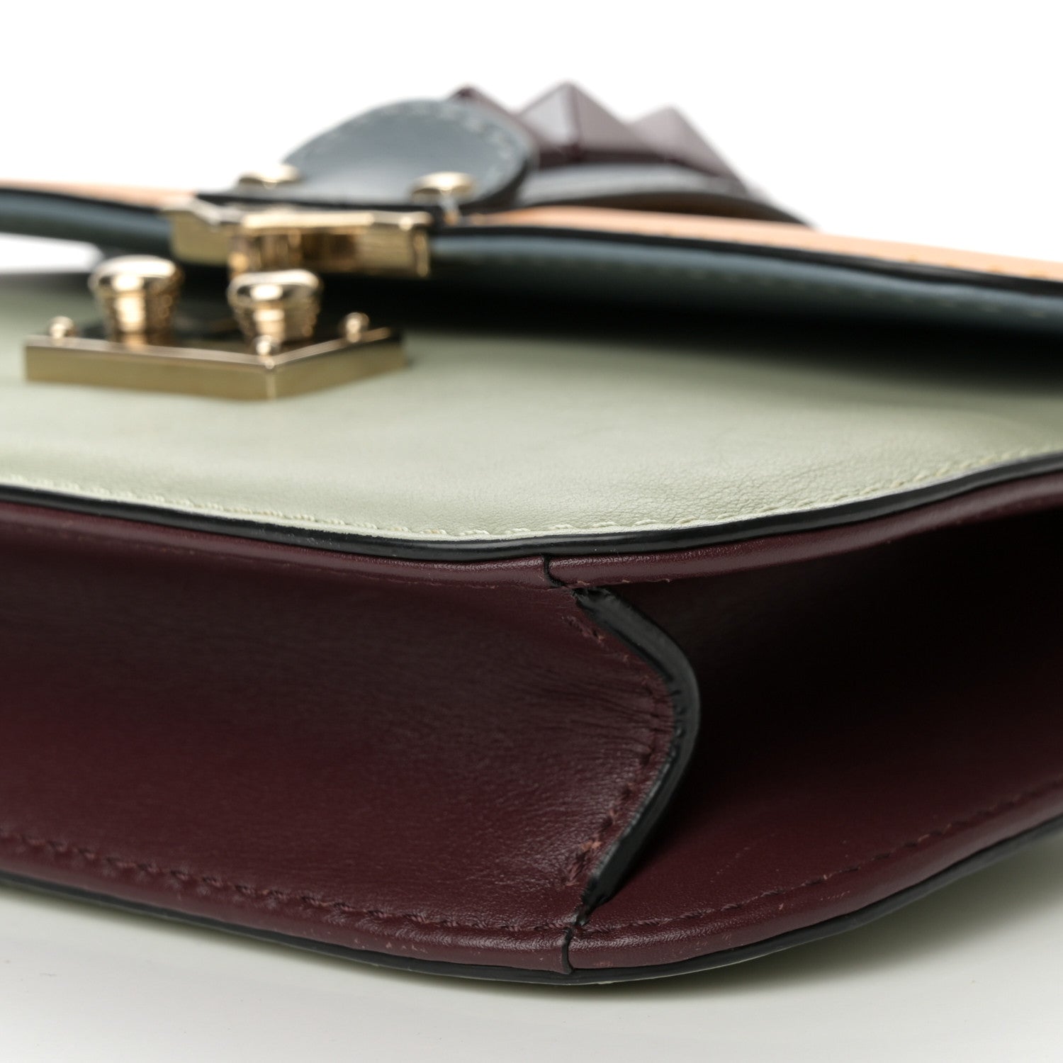 Valentino Garavani Vitello Small Glam Lock Rockstud Flap Mandarin Green Tea London Stone Rubin 9 of 18