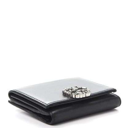 Gucci Calfskin Swarovski Crystal Mini GG Sparkling French Flap Wallet Black 4 of 12
