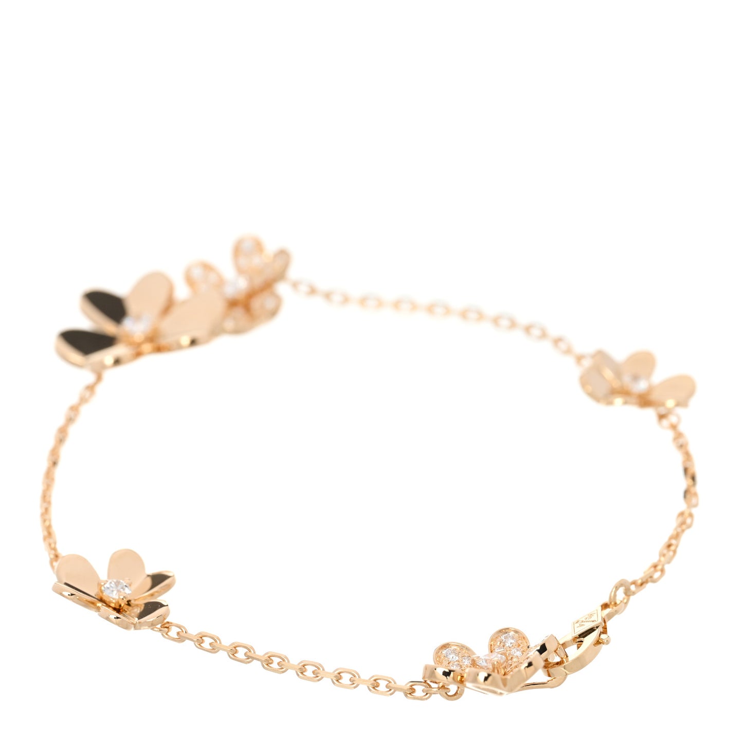 18K Yellow Gold Diamond Frivole 5 Flowers Bracelet