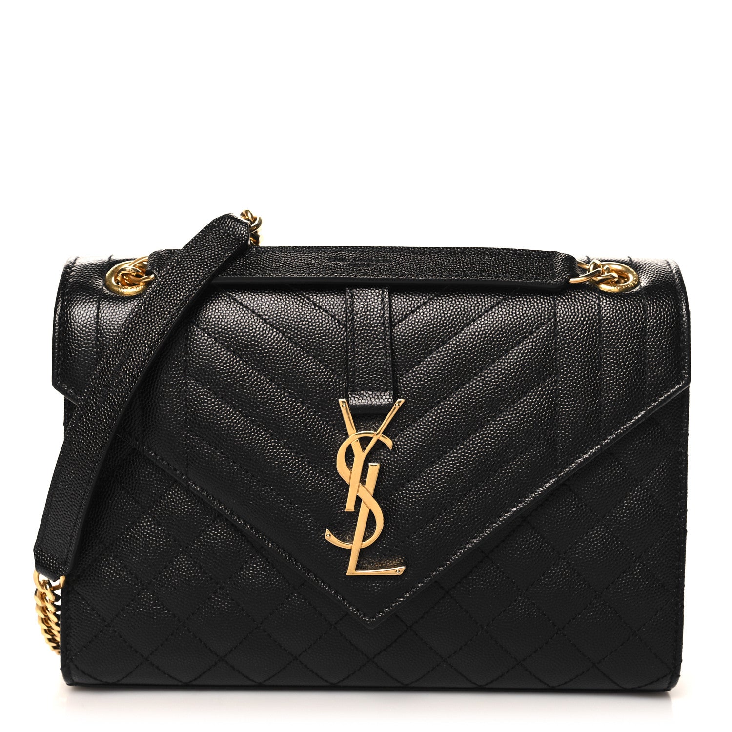 Saint Laurent Grain De Poudre Textured Mixed Matelasse Triquilt Medium Monogram Satchel Black 1 of 10