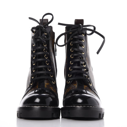 Louis Vuitton Patent Calfskin Monogram Star Trail Ankle Boots 36 Black 2 of 10