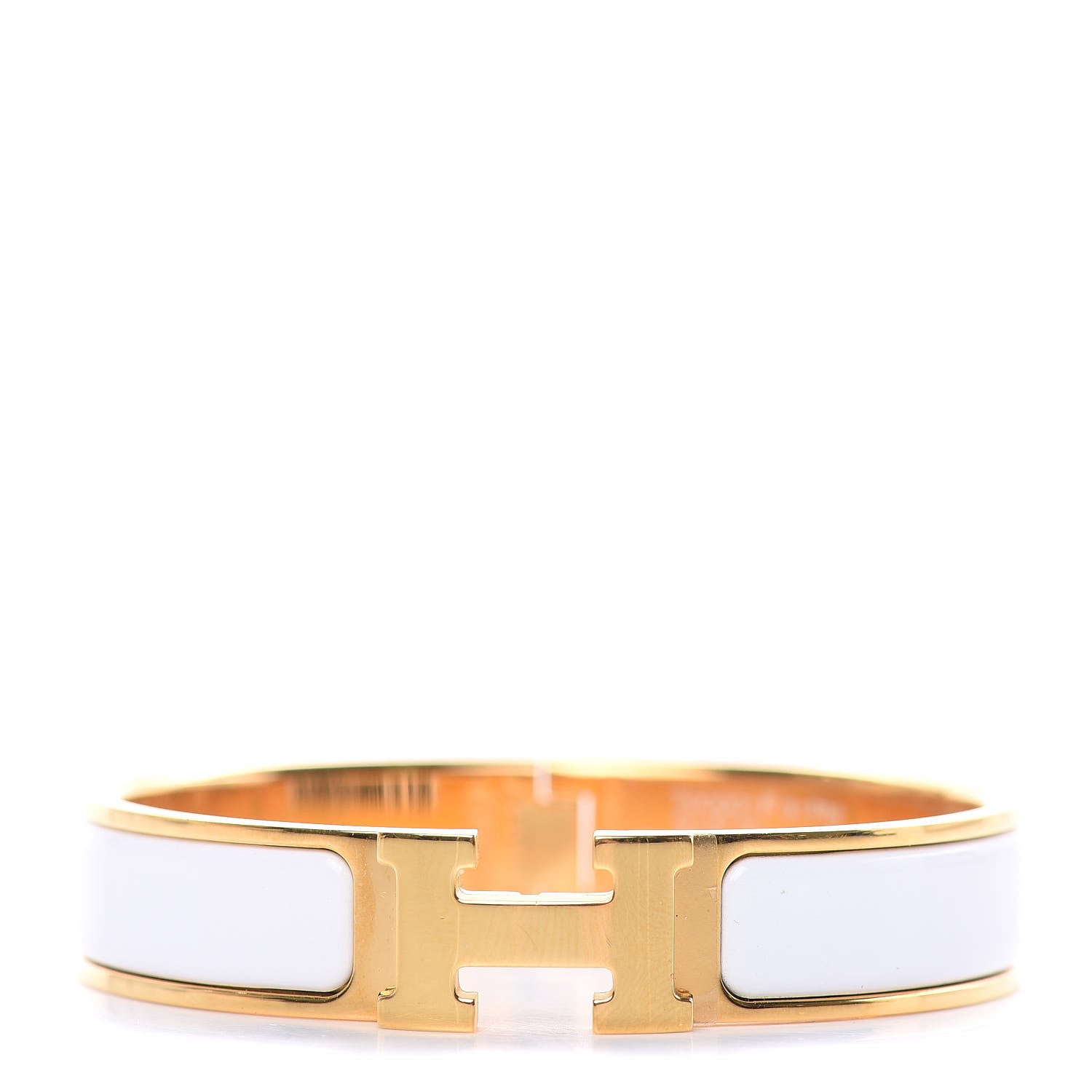 Hermes Enamel Narrow Clic Clac H Bracelet PM White 1 of 5