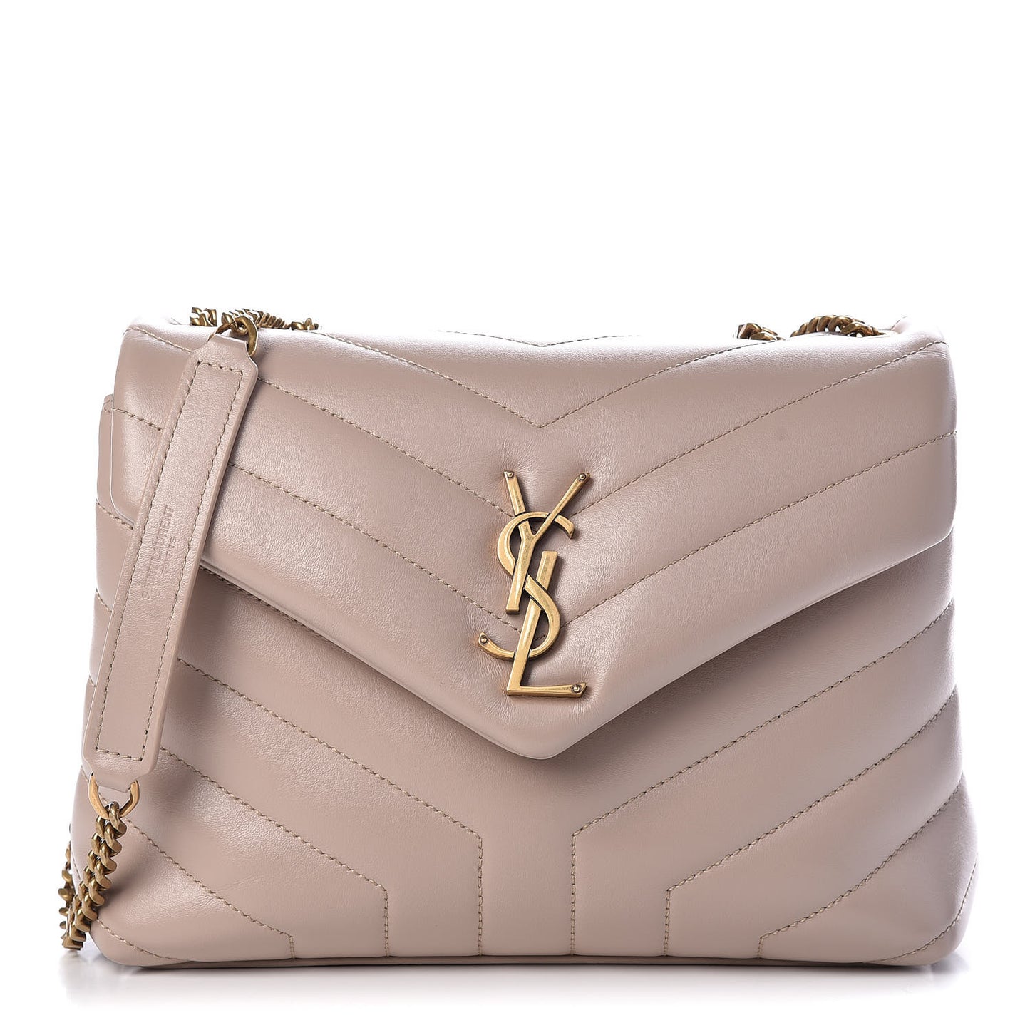 Calfskin Y Quilted Monogram Small Loulou Chain Satchel Taupe Sable