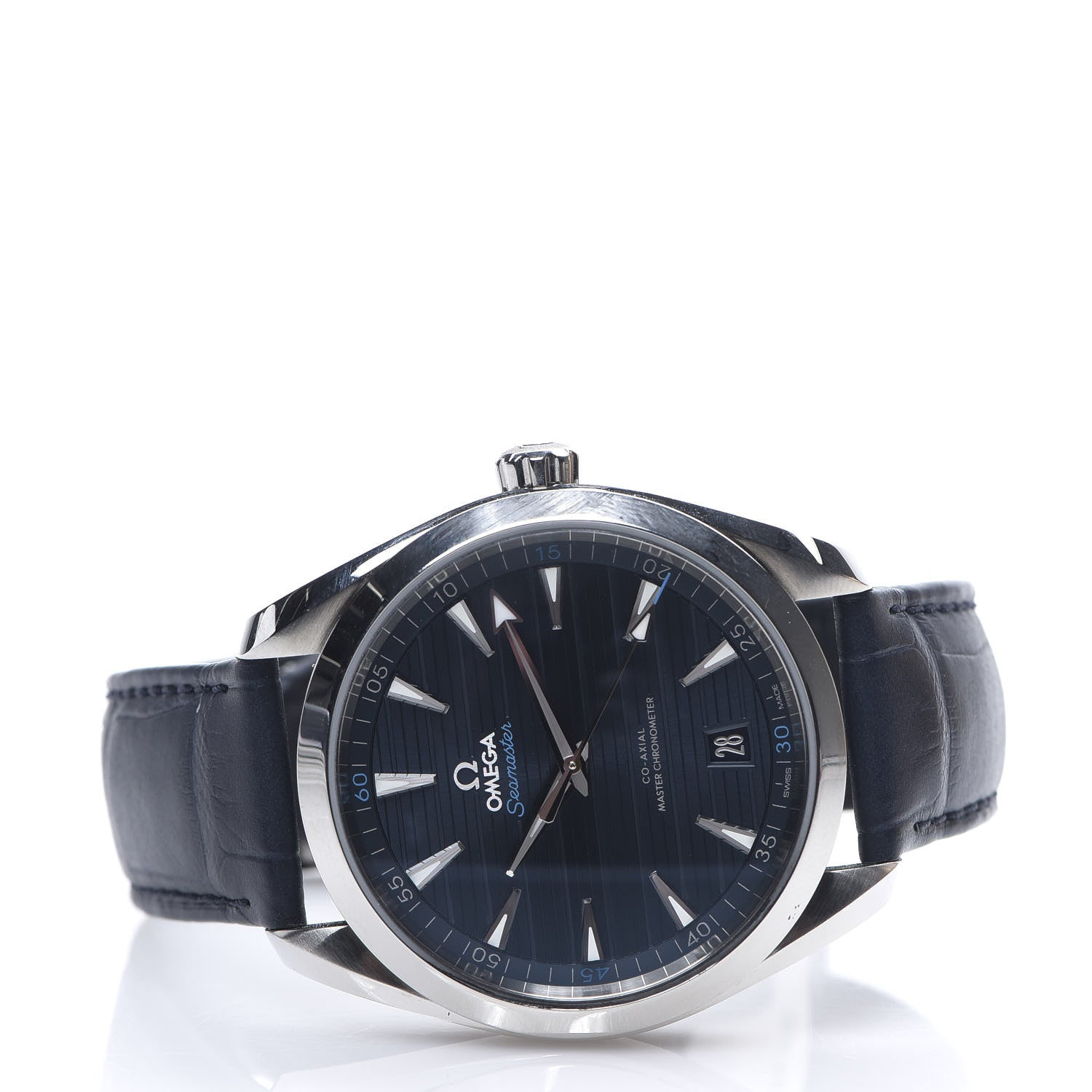 Omega Stainless Steel Alligator 41mm Seamaster Aqua Terra Co-Axial Automatic Watch Blue 220.13.41.21.03.001 2 of 9