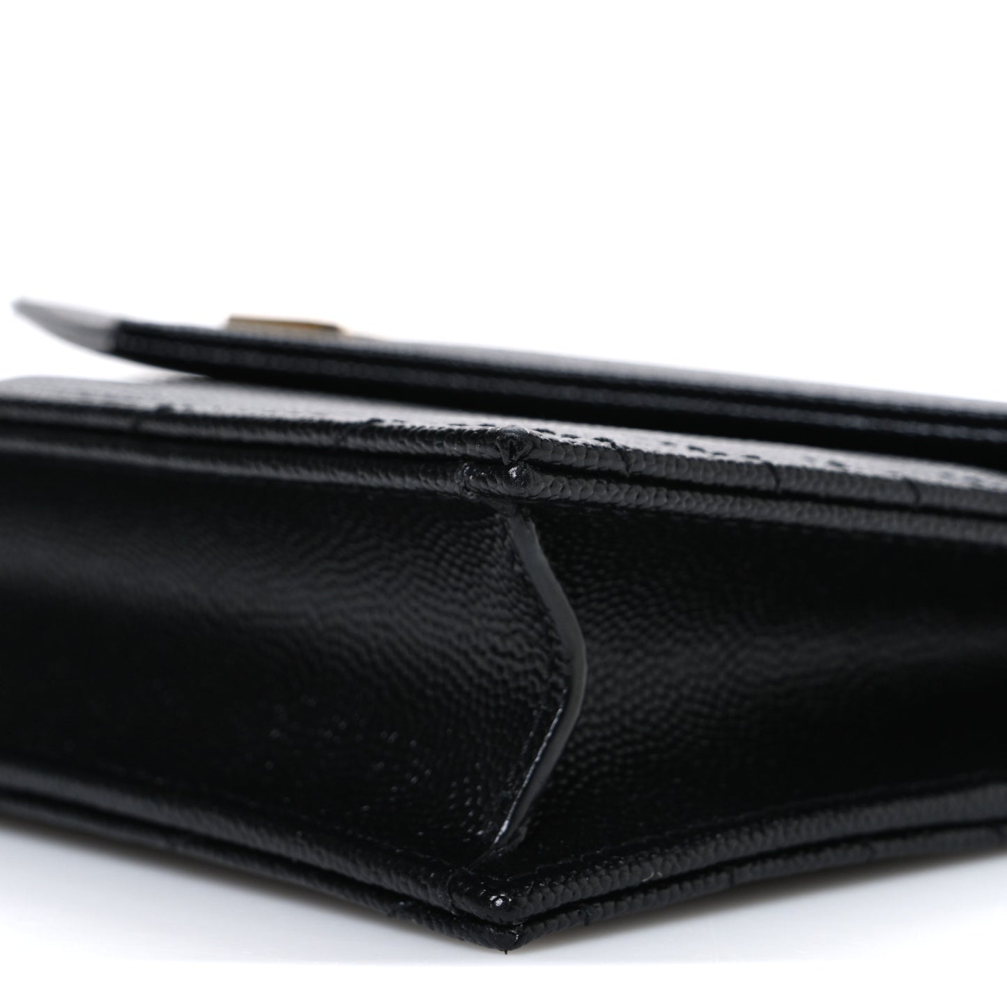 Grain De Poudre Matelasse Chevron Monogram Envelope Chain Wallet Black