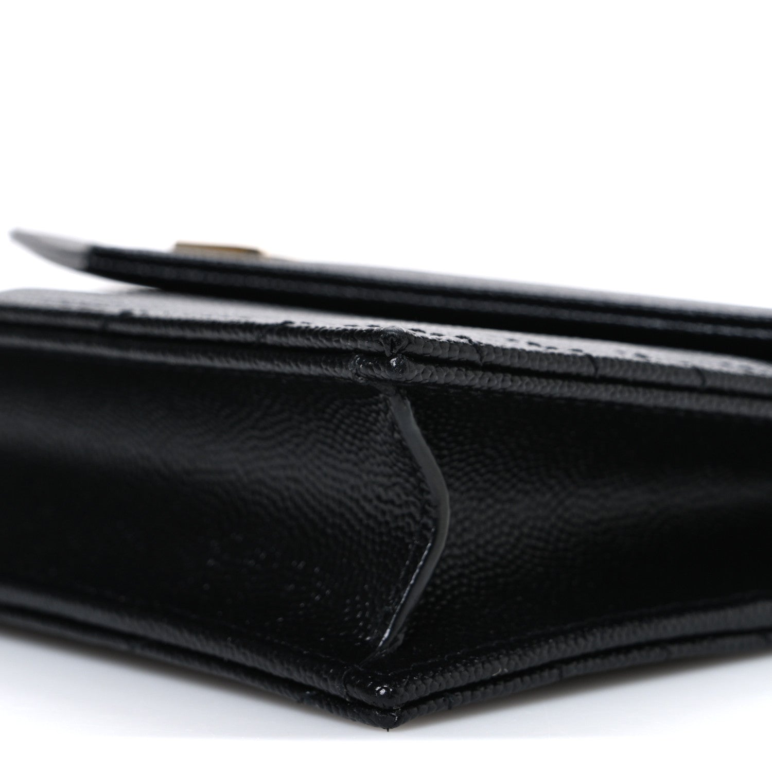 Saint Laurent Grain De Poudre Matelasse Chevron Monogram Envelope Chain Wallet Black 10 of 11