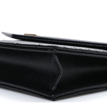 Saint Laurent Grain De Poudre Matelasse Chevron Monogram Envelope Chain Wallet Black 10 of 11