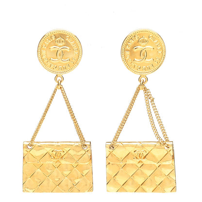 Chanel 2.55 Flap Clip On Earrings Gold 1 of 5