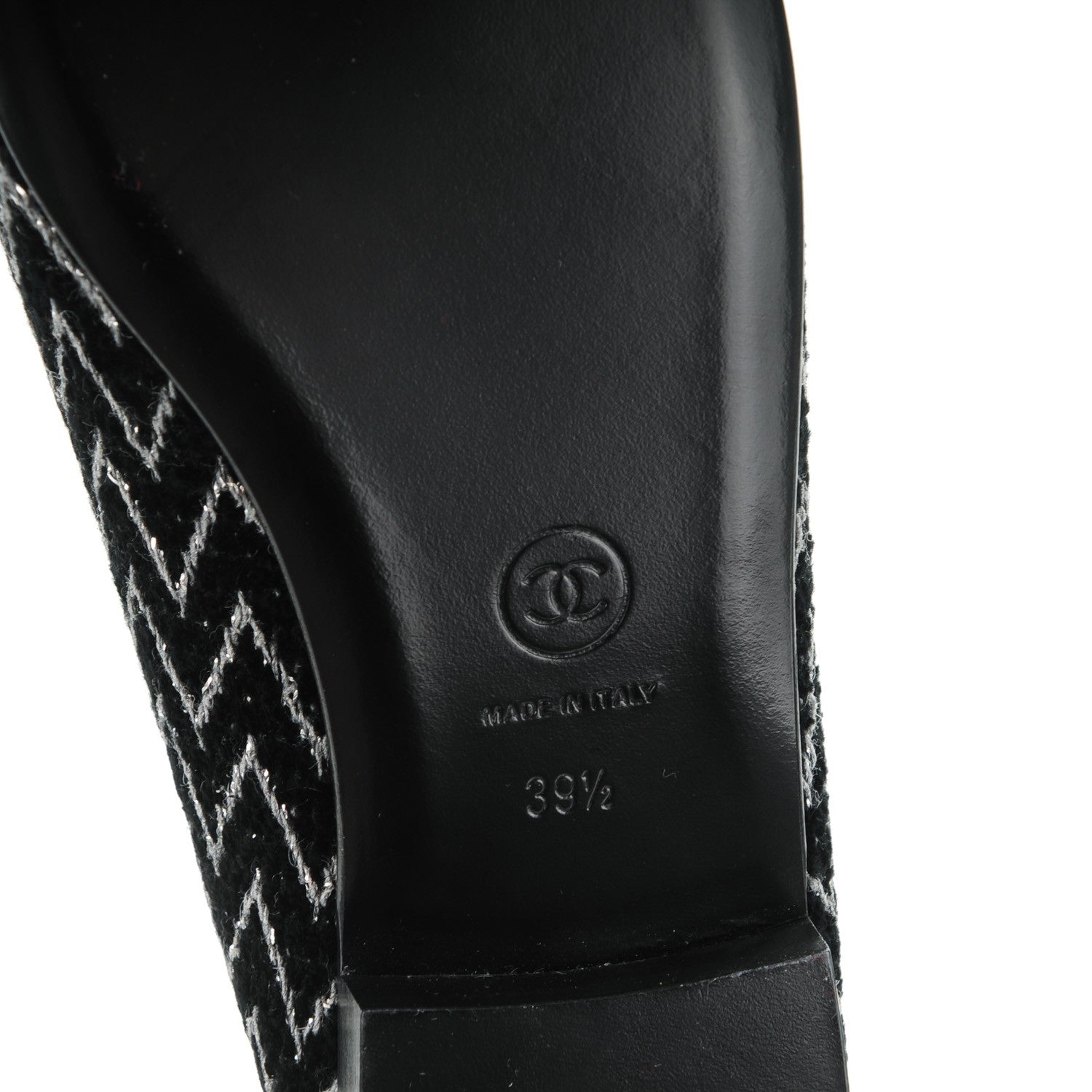 Chanel Tweed Ballerina Flats 39.5 Black Silver 6 of 7