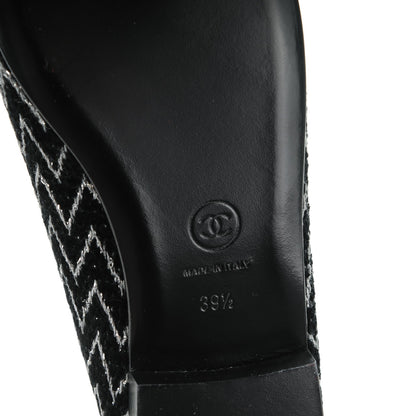 Chanel Tweed Ballerina Flats 39.5 Black Silver 6 of 7