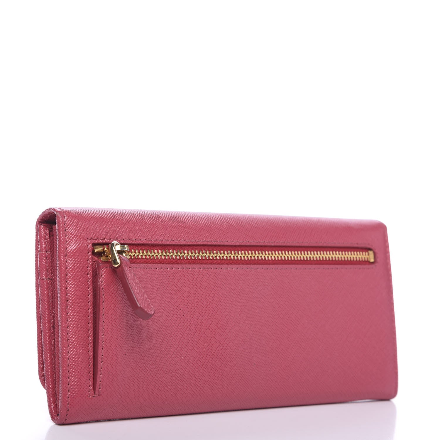 Prada Saffiano Metal Continental Flap Wallet Peonia 2 of 9