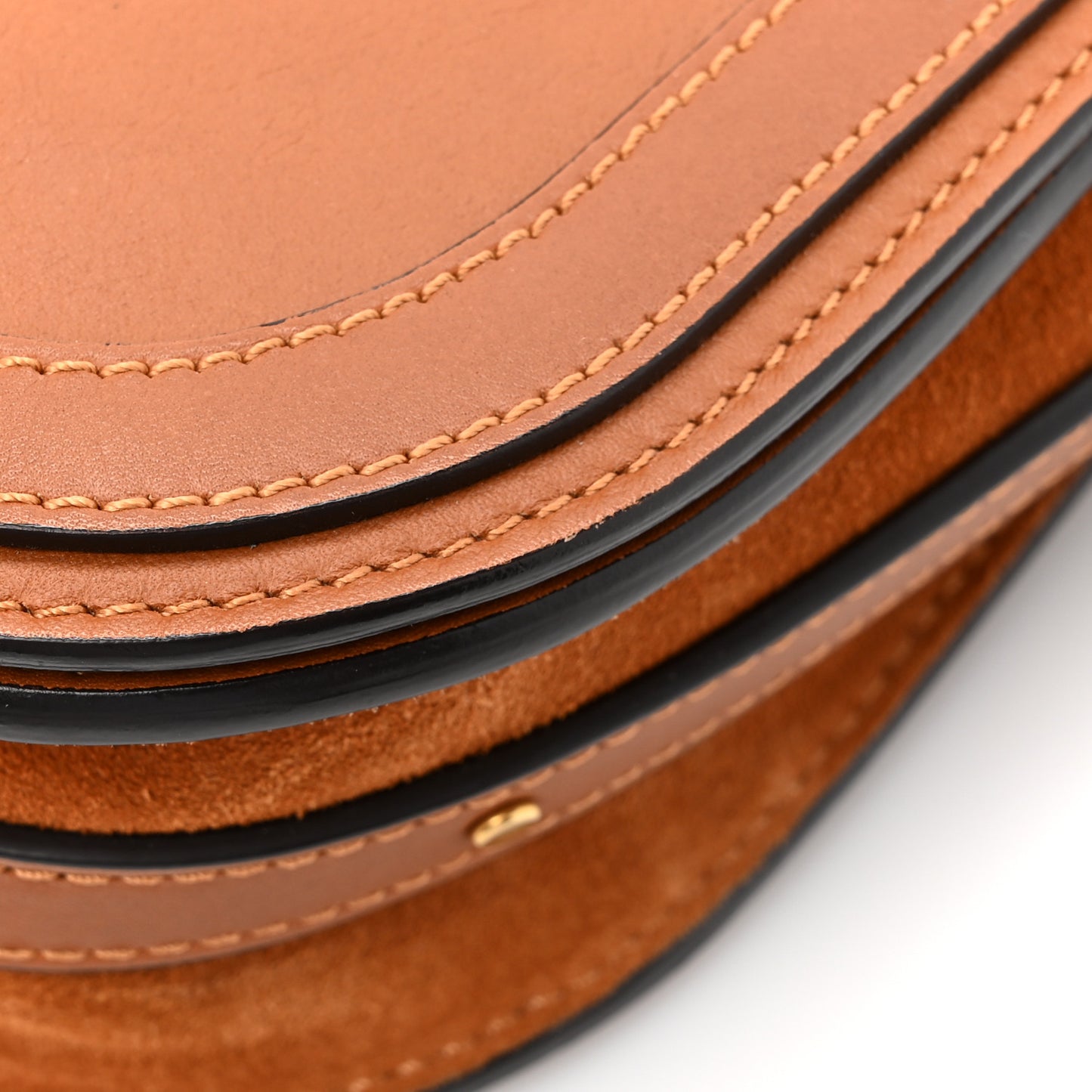 Calfskin Suede Small Nile Bracelet Bag Caramel