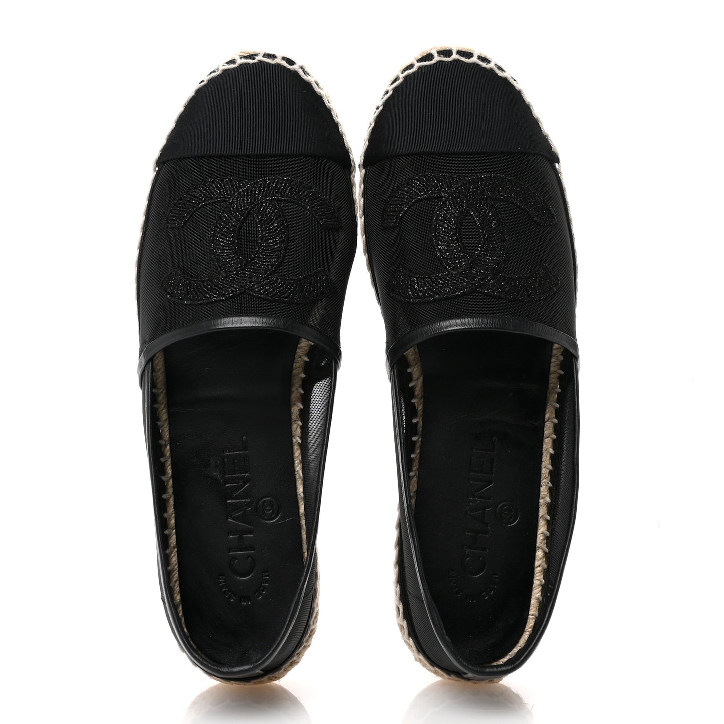Mesh Grosgrain CC Espadrilles 38 Black