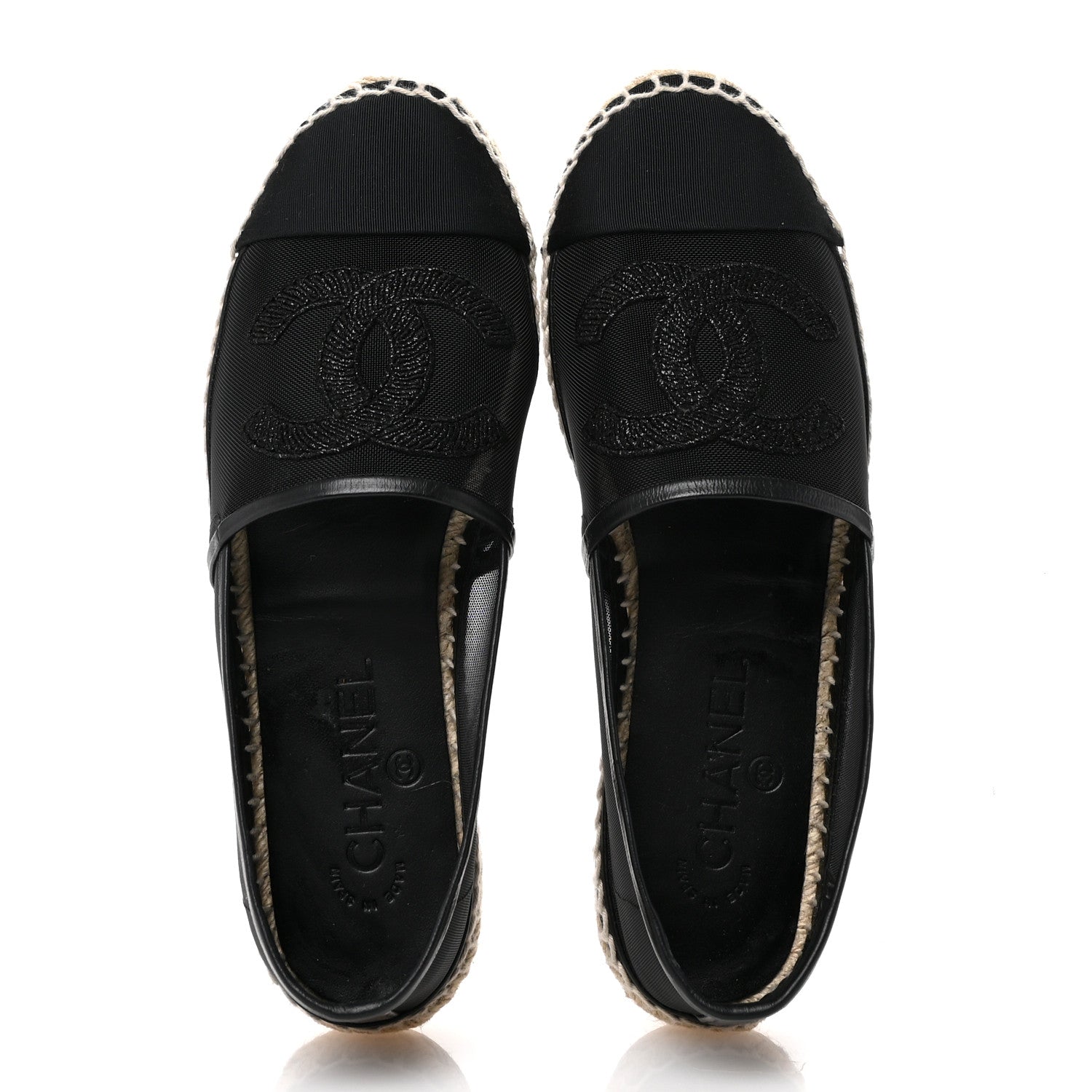 Chanel Mesh Grosgrain CC Espadrilles 38 Black 2 of 10