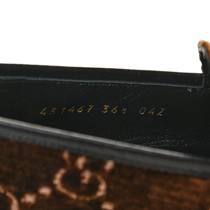 Gucci Velvet GG Monogram Horsebit Womens Jordaan Loafers 36.5 Brown Black 8 of 8