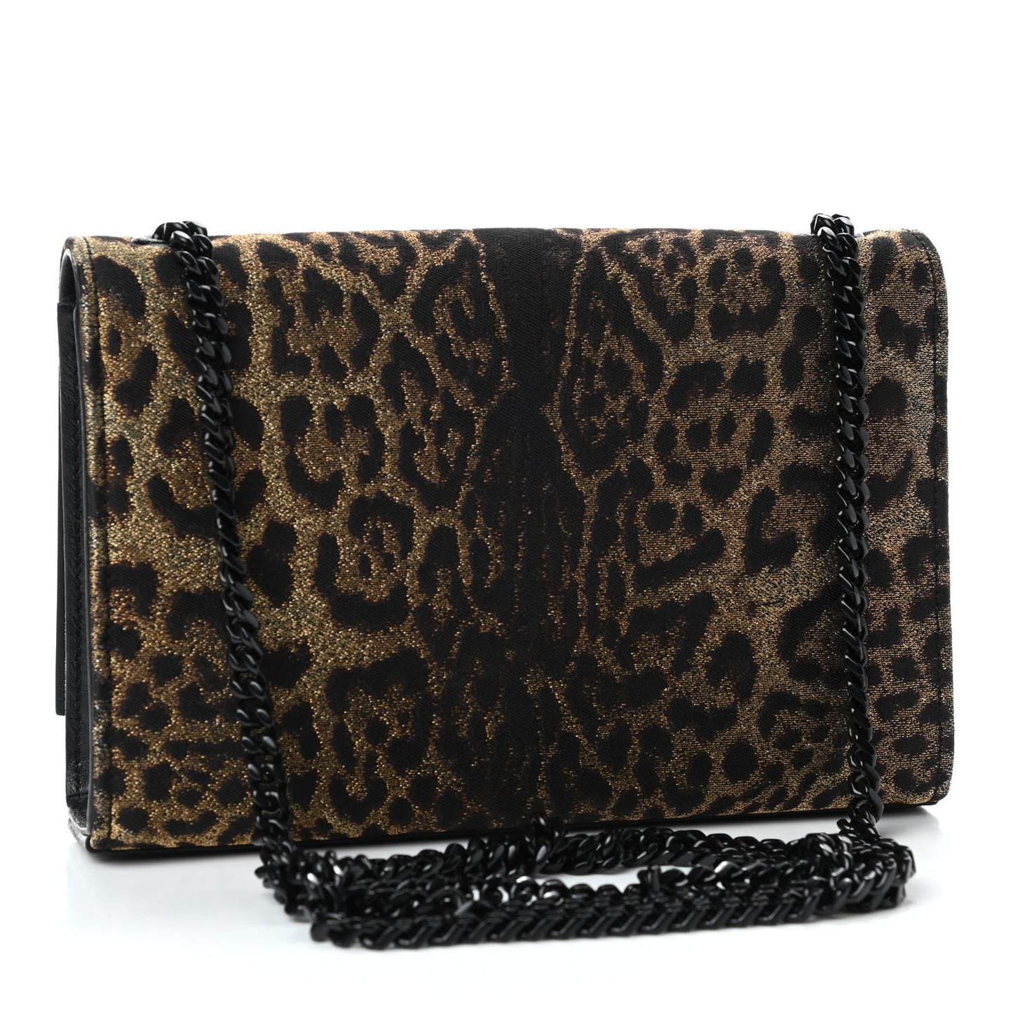 Jacquard Leopard Small Monogram Kate Satchel Oro Natural