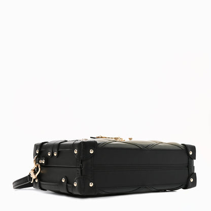 Louis Vuitton Lambskin Malletage Petite Malle Black Beige 3 of 8