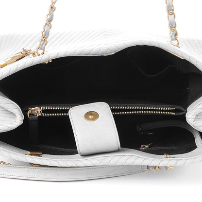 Chanel Wrinkled Lambskin Chevron Quilted Surpique Tote Light Gray 5 of 7