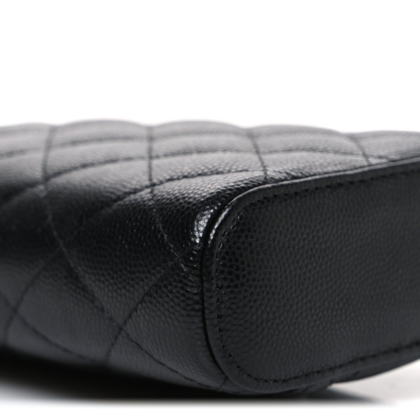 Caviar Quilted Phone Holder With Chain Black