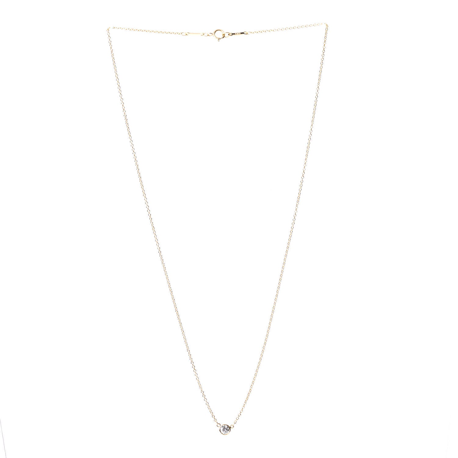 Tiffany 18K Yellow Gold Diamond .12ct Elsa Peretti Diamonds by the Yard Pendant Necklace 2 of 5