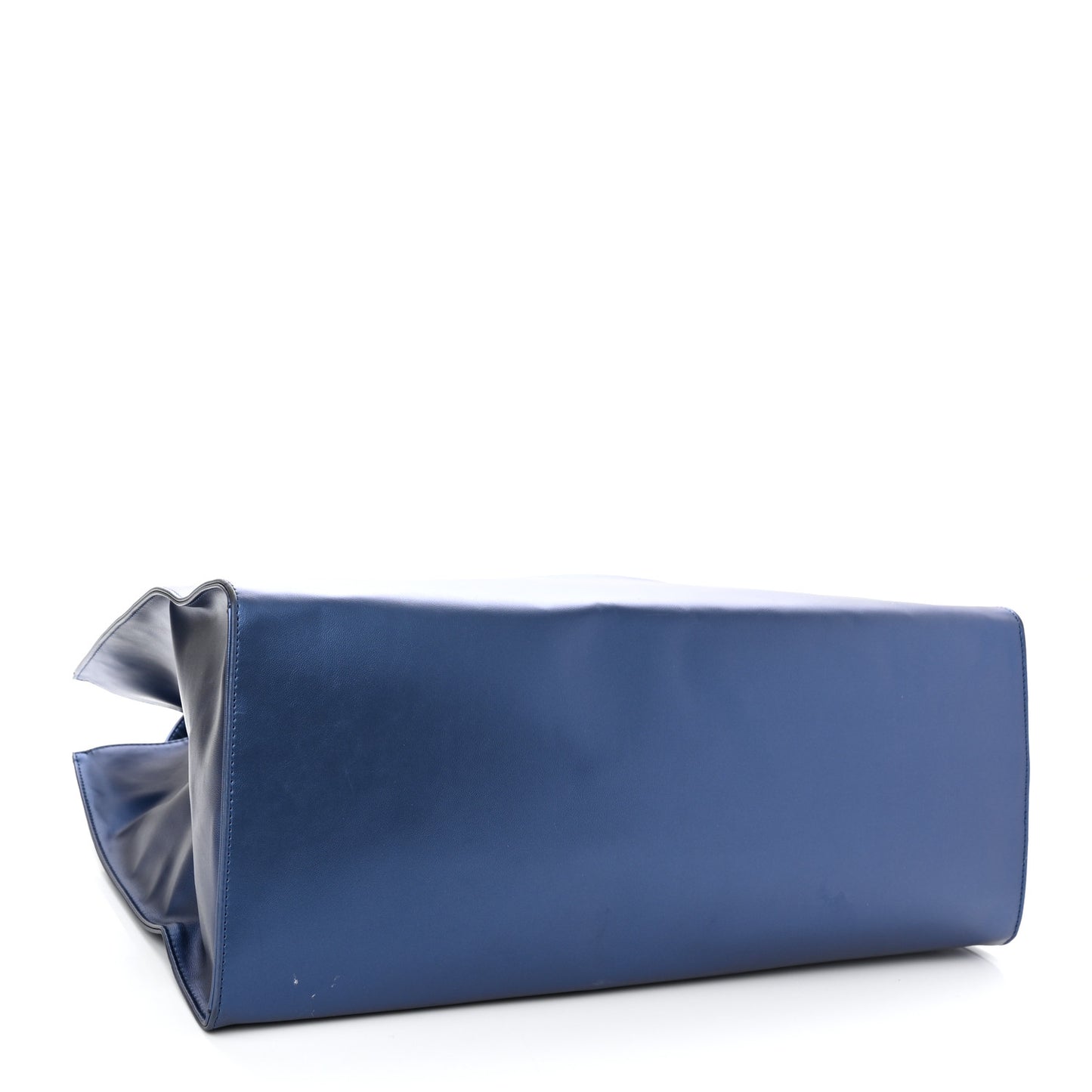 Metallic Vegan Leather Large Shopping Bag Cobalt