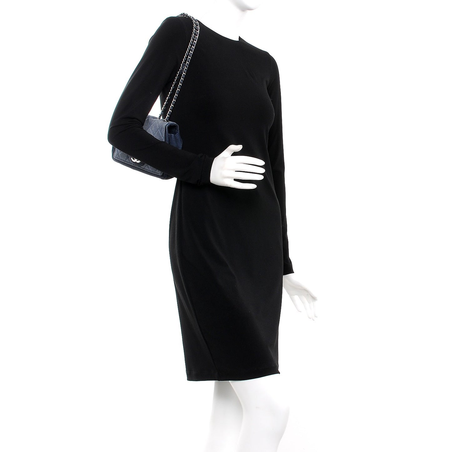 Denim Quilted Small Medallion Flap Light Blue