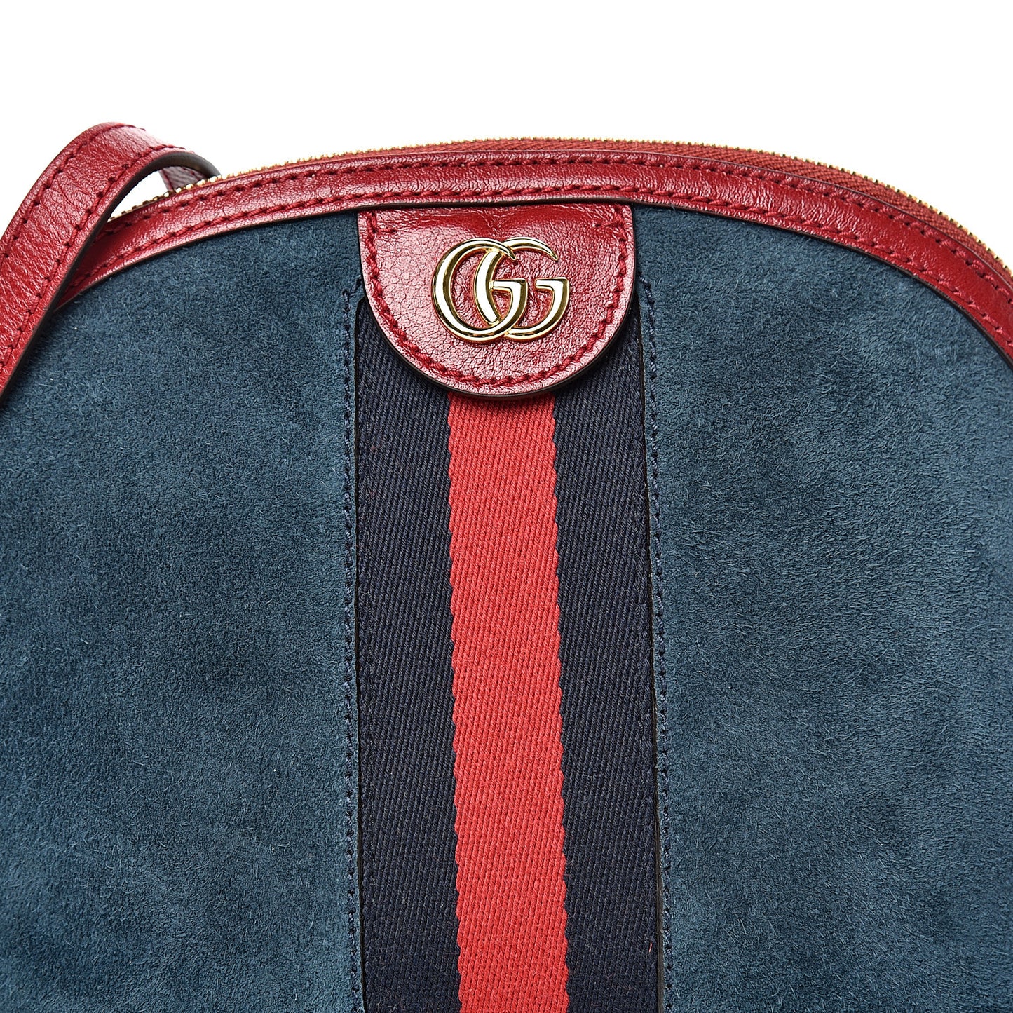 Suede Calfskin Web Small Ophidia Dome Shoulder Bag New Blue Romantic Cherry