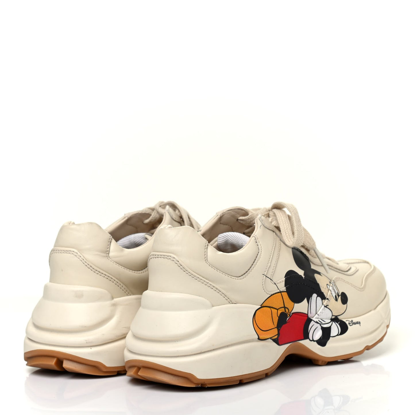 X DISNEY Calfskin Mickey Mouse Womens Rhyton Sneakers 36 Ivory