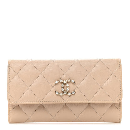 Chanel Caviar Pearl Quilted Coco Candy Wallet Beige 1 of 12