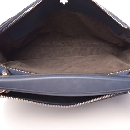Fendi Calfskin Flowerland Studded Dotcom Satchel Blue 6 of 17